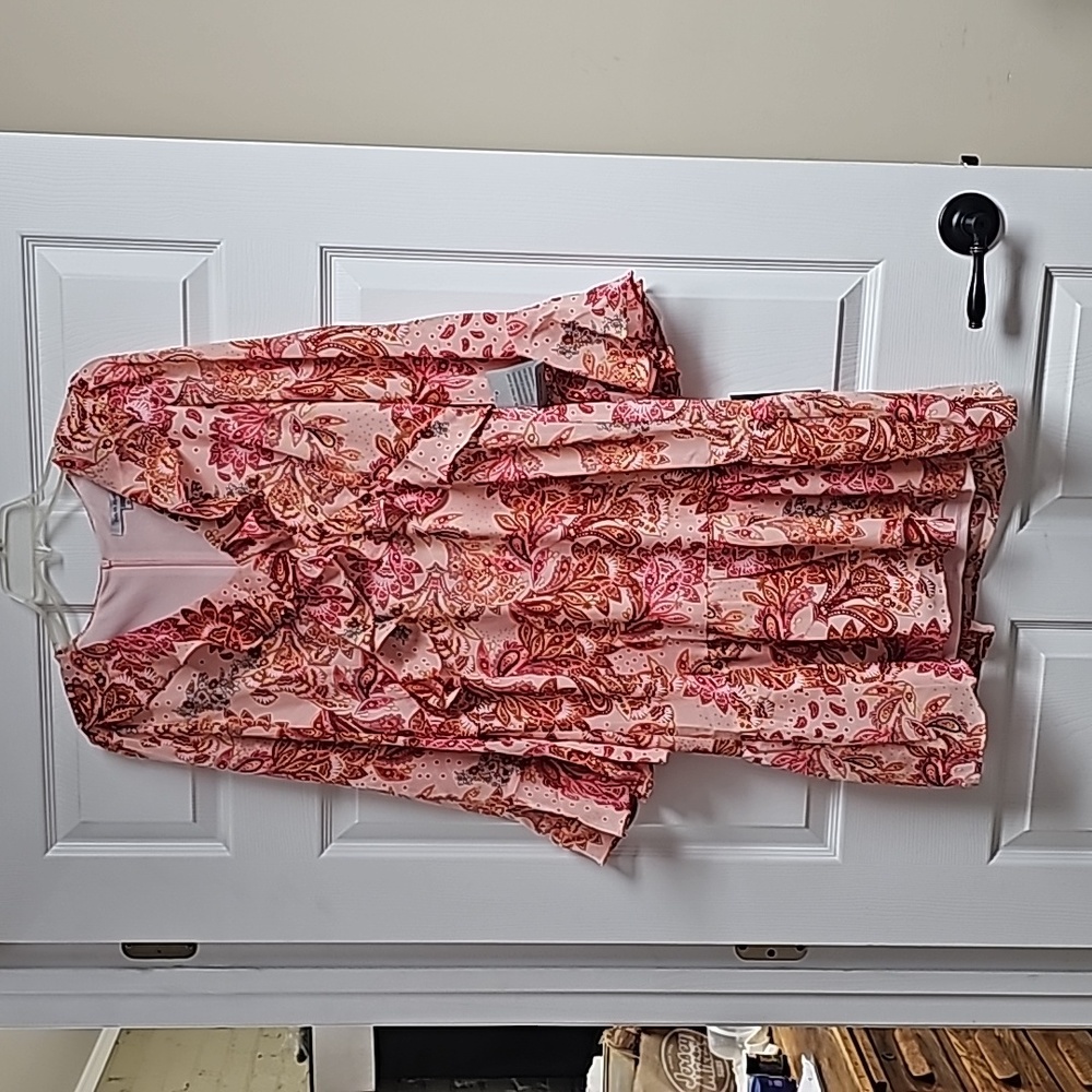 Julia Jordan Pink and Red Floral Midi Dress
